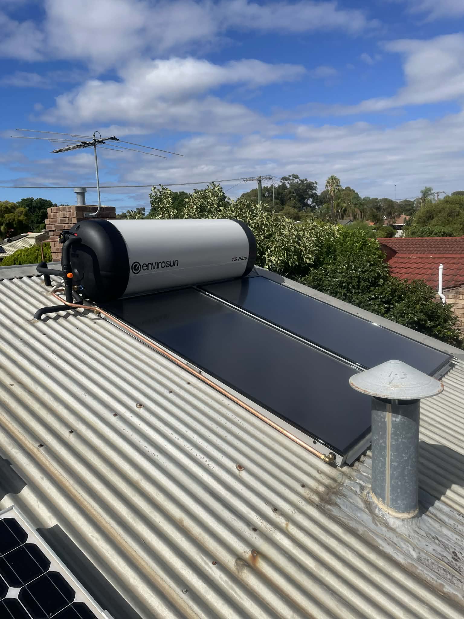 Envirosun solar hot water system installed on roof in High Wycombe Perth WA