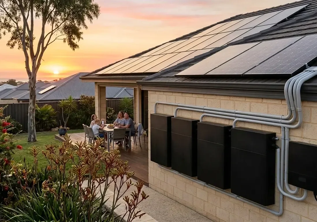 Solar Battery Installation Perth with family out the back of the house