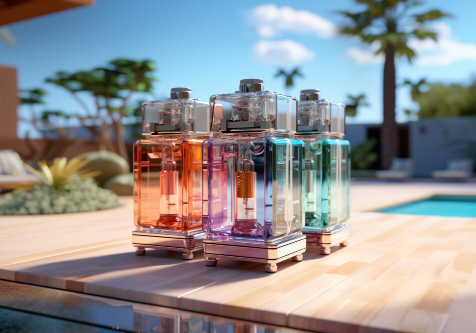 solar battery storage by swimming pool